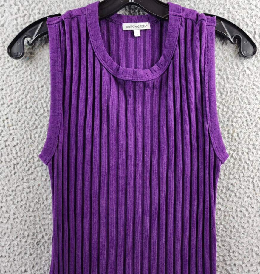 Cotton Citizen Cut Out Ribbed Midi Dress Womens L Iris Sleeveless Pullover Style