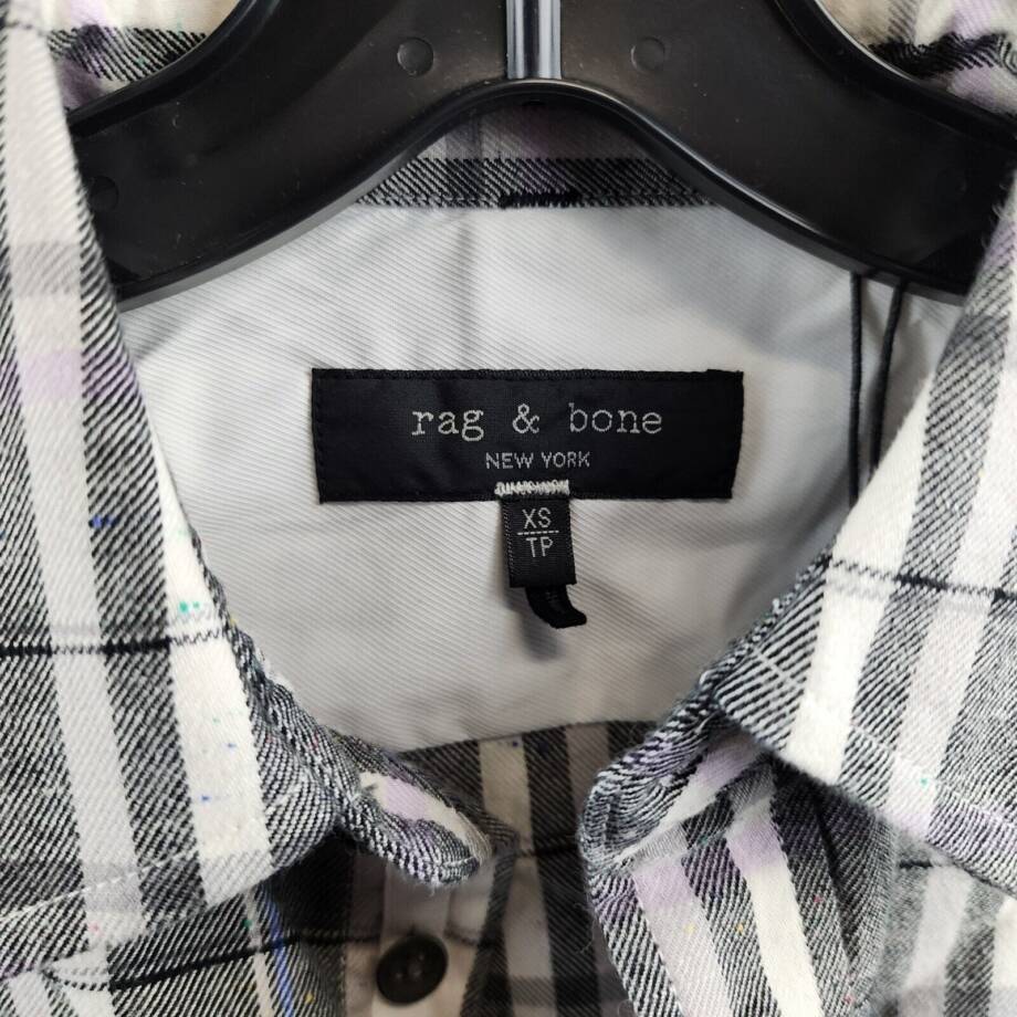 rag & bone Fit 2 Engineered Donegal Relaxed Fit Button Up Men's XS Gray Plaid