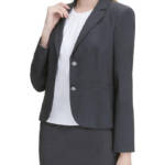 Calvin Klein Heathered Lined Blazer Womens 6 Charcoal Button Closure Long Sleeve