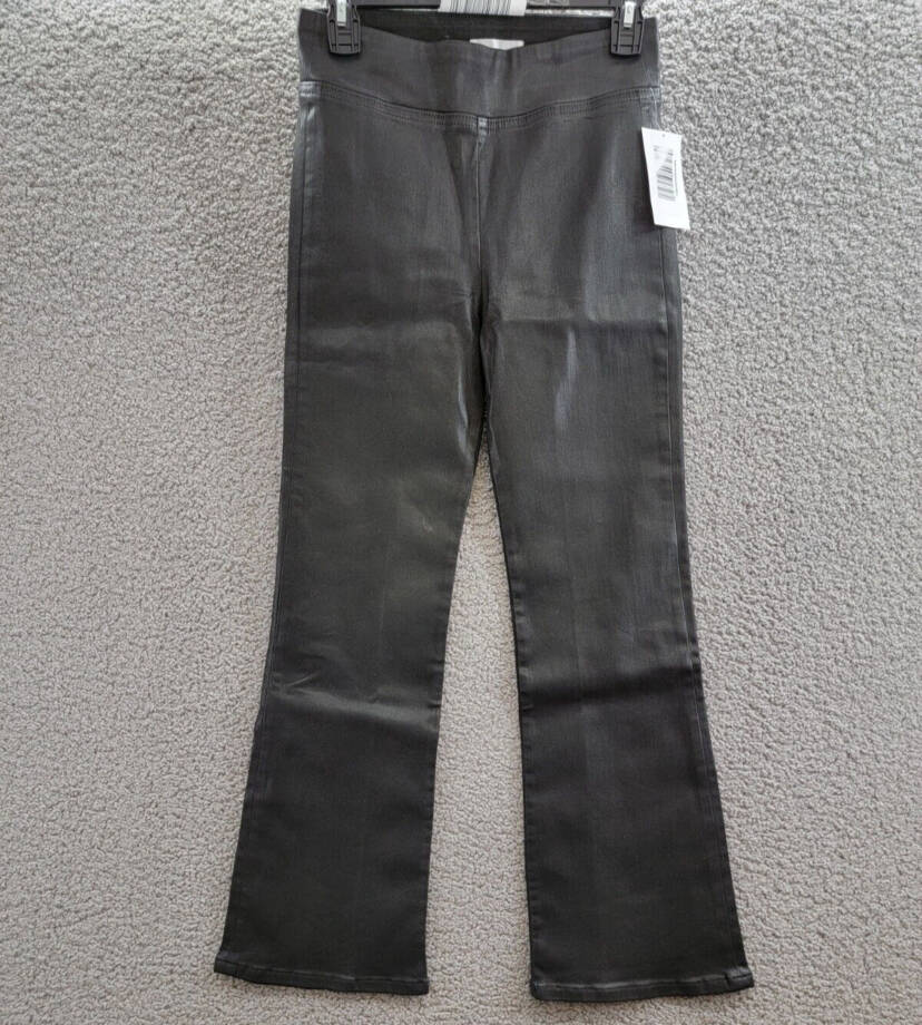 Frame Jet Set Pull On Pants Women's 0 Noir Coated Solid High Rise Elastic Waist