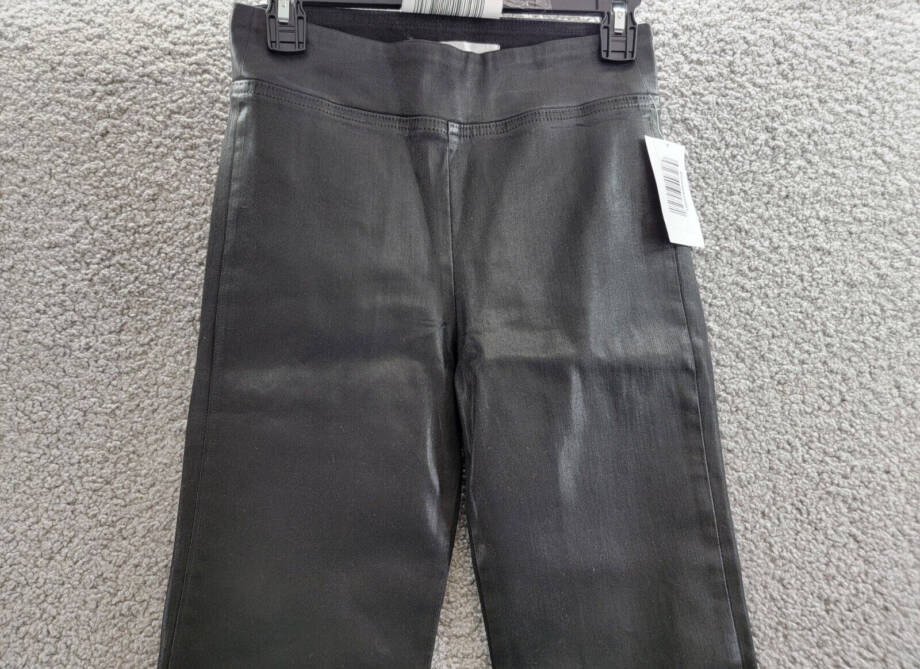 Frame Jet Set Pull On Pants Women's 0 Noir Coated Solid High Rise Elastic Waist