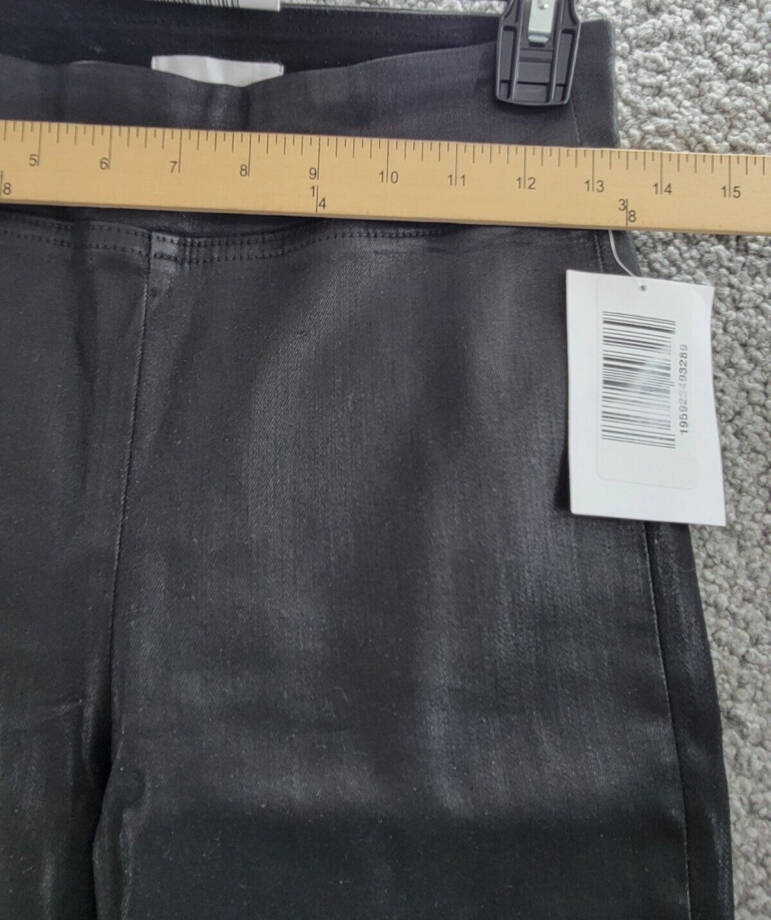 Frame Jet Set Pull On Pants Women's 0 Noir Coated Solid High Rise Elastic Waist