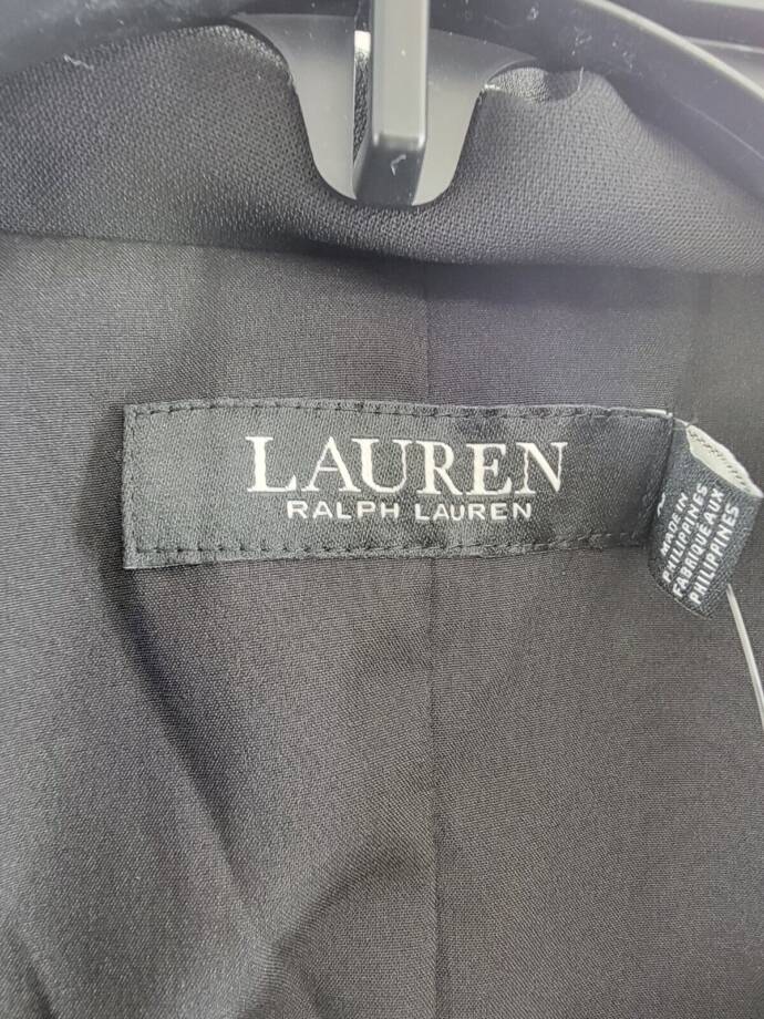 Lauren Ralph Lauren Crepe Long Sleeve Cocktail Dress Women's 2 Black Side Zip