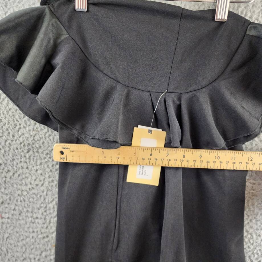 Katie May Take Flight Ruffled One Shoulder Mini Dress Women's S Black Back Zip~