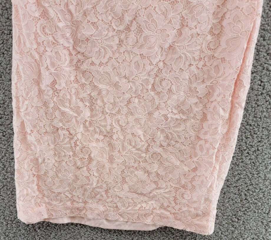 Lauren Ralph Lauren Lace Puff-Sleeve Cocktail Dress Women's 10 Pink Opal +