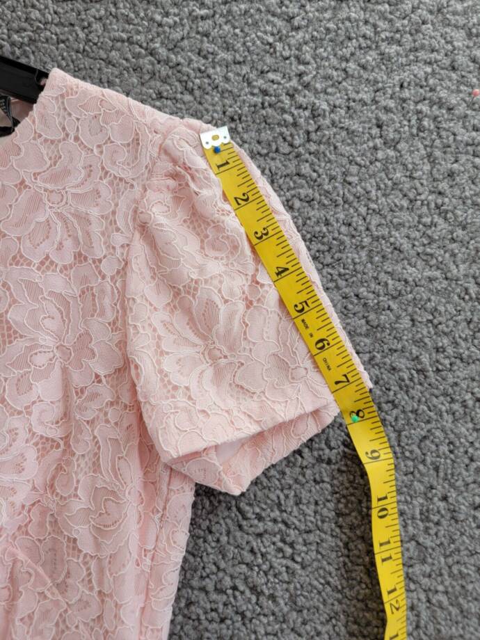 Lauren Ralph Lauren Lace Puff-Sleeve Cocktail Dress Women's 10 Pink Opal +
