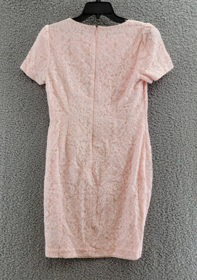 Lauren Ralph Lauren Lace Puff-Sleeve Cocktail Dress Women's 10 Pink Opal +