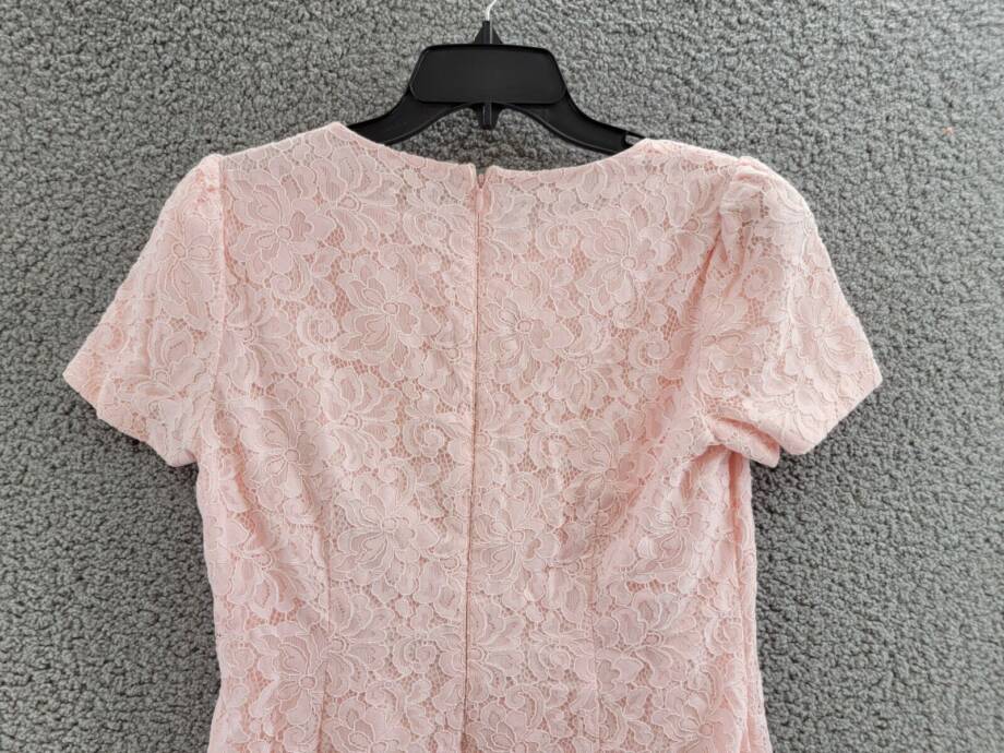 Lauren Ralph Lauren Lace Puff-Sleeve Cocktail Dress Women's 10 Pink Opal +