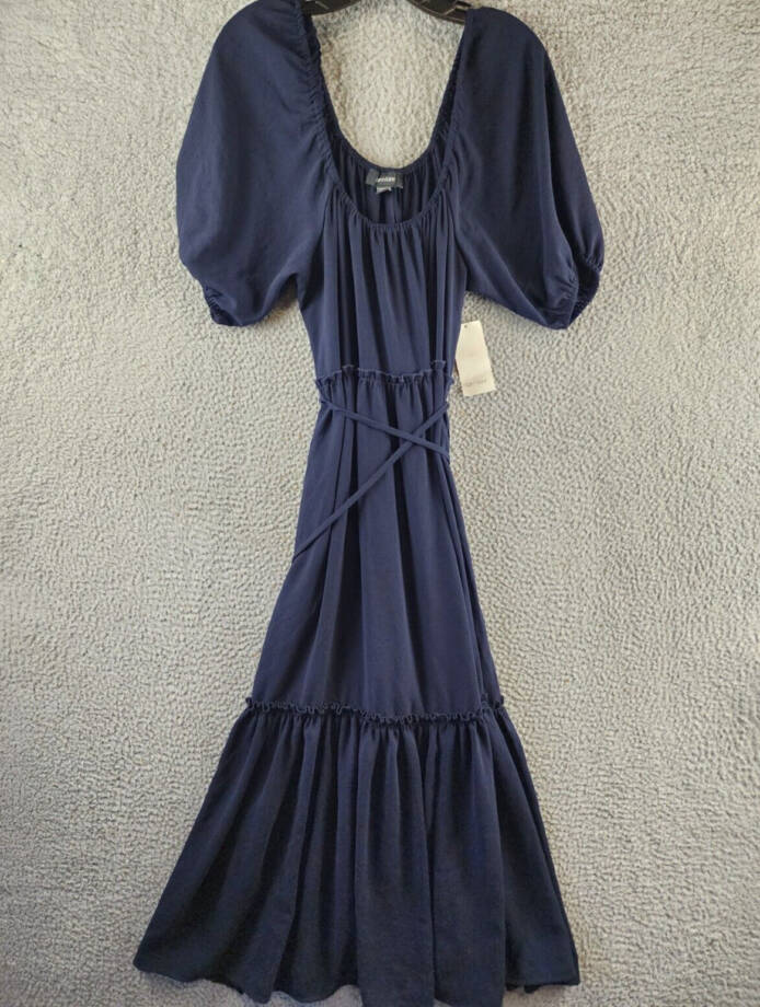 Karen Kane Cocktail MIDI Fit & Flare Dress Women's S Navy Scoop Neck Pullover