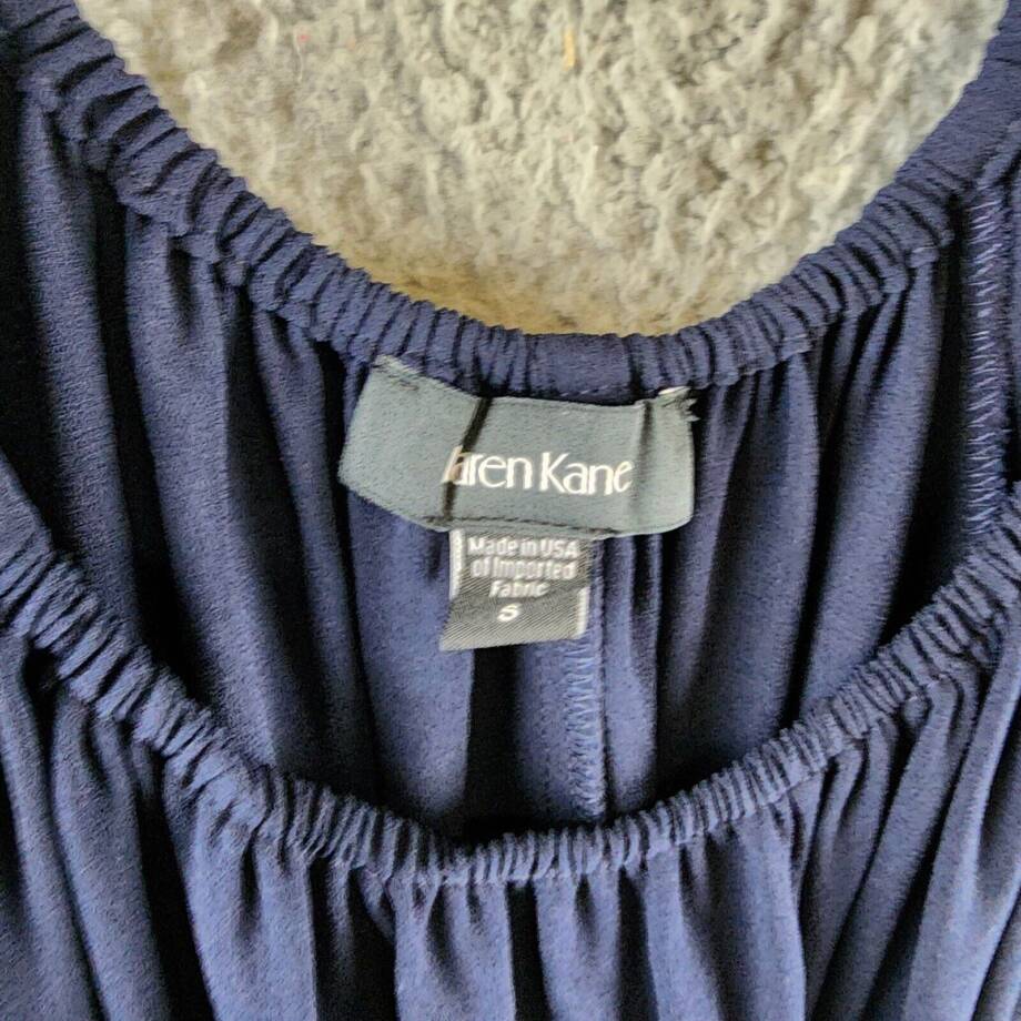 Karen Kane Cocktail MIDI Fit & Flare Dress Women's S Navy Scoop Neck Pullover