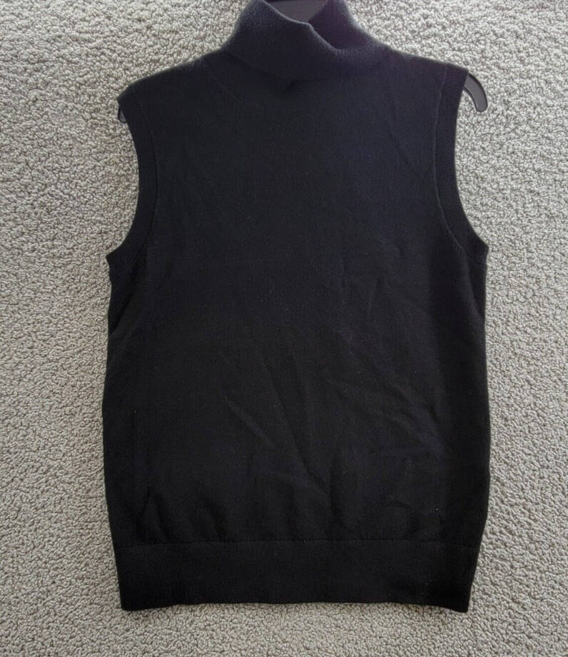 Michael Kors Collection Cashmere Sleeveless Turtleneck Sweater Women's L Black