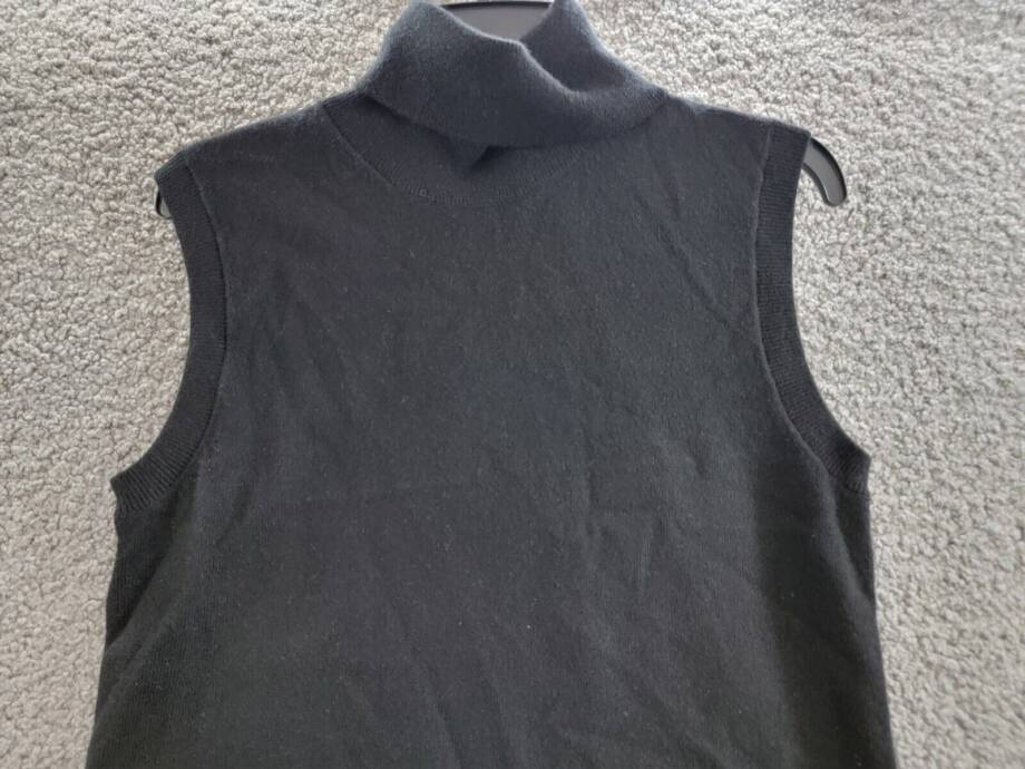 Michael Kors Collection Cashmere Sleeveless Turtleneck Sweater Women's L Black