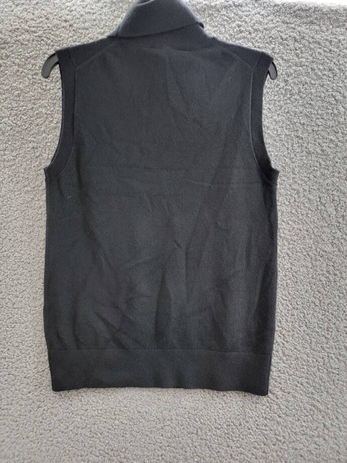 Michael Kors Collection Cashmere Sleeveless Turtleneck Sweater Women's L Black