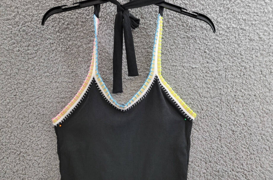 Ferrarini x PQ Crochet-Trim One-Piece Swimsuit Women's L Black Multi Tie Closure
