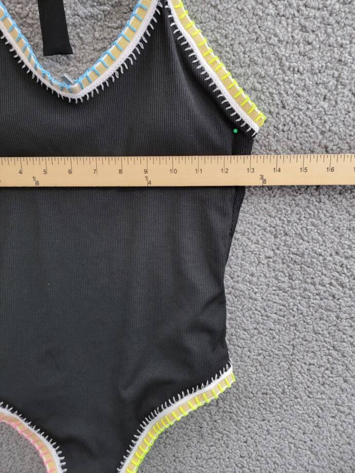 Ferrarini x PQ Crochet-Trim One-Piece Swimsuit Women's L Black Multi Tie Closure