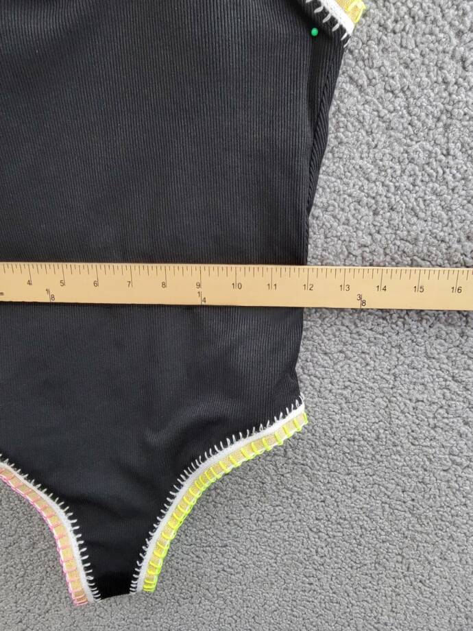 Ferrarini x PQ Crochet-Trim One-Piece Swimsuit Women's L Black Multi Tie Closure