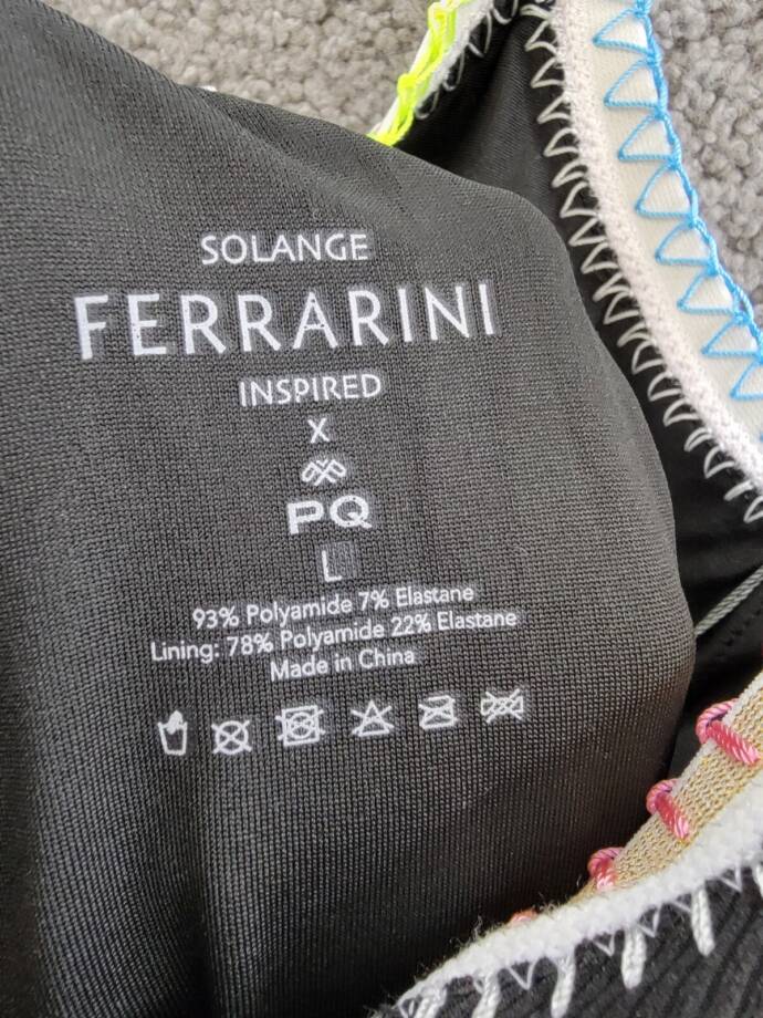 Ferrarini x PQ Crochet-Trim One-Piece Swimsuit Women's L Black Multi Tie Closure