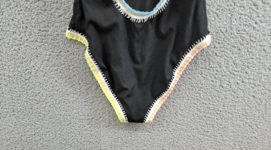 Ferrarini x PQ Crochet-Trim One-Piece Swimsuit Women's L Black Multi Tie Closure