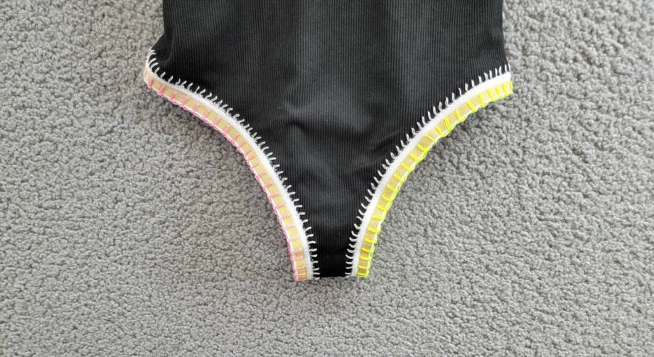 Ferrarini x PQ Crochet-Trim One-Piece Swimsuit Women's S Black Multi Tie Closure
