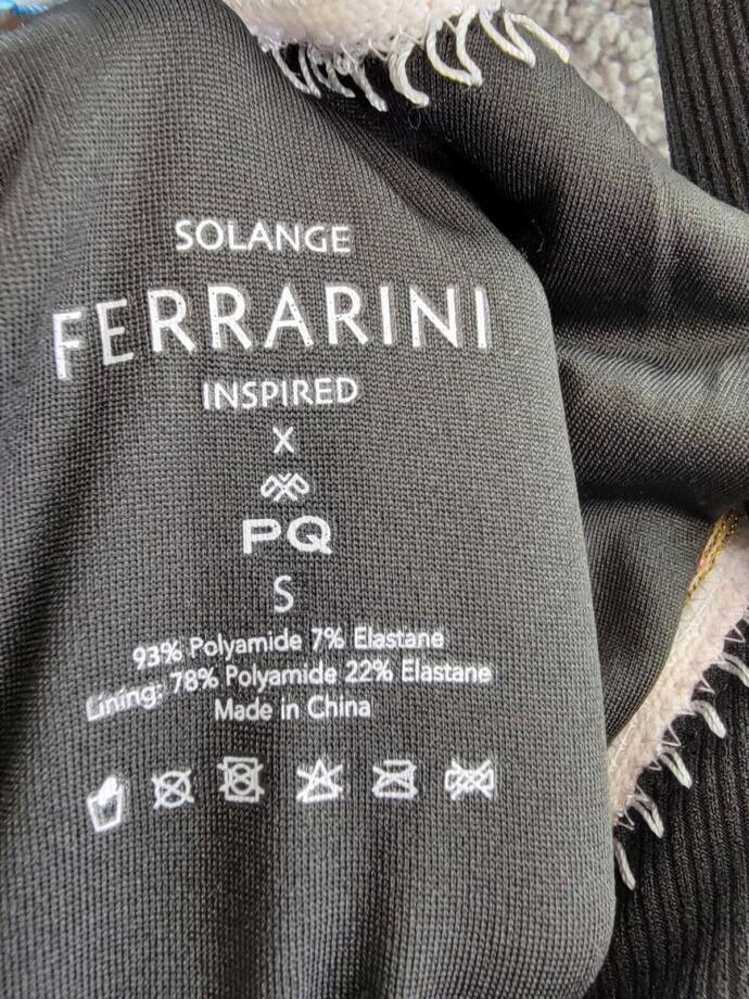 Ferrarini x PQ Crochet-Trim One-Piece Swimsuit Women's S Black Multi Tie Closure
