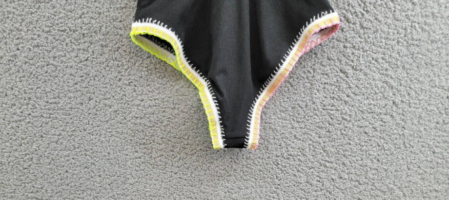 Ferrarini x PQ Crochet-Trim One-Piece Swimsuit Women's S Black Multi Tie Closure