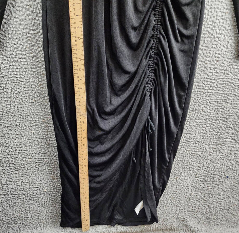 Nina Parker Trendy Plus Size Ruched Slinky Dress Women's 1X Black VNeck Pullover