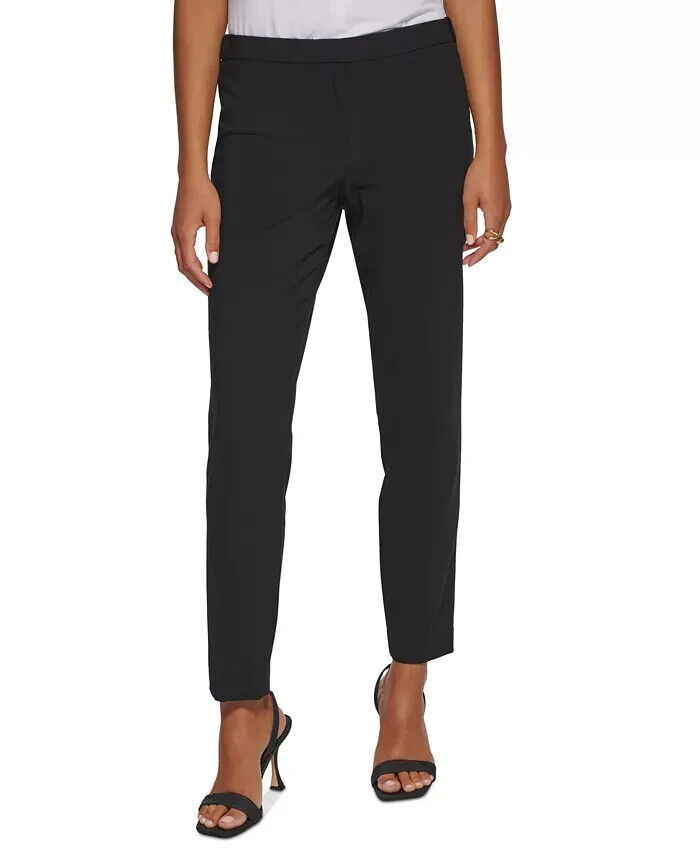 Calvin Klein Highline Ankle Length Pants Women's 16 Black Solid Zip/Hook & Bar