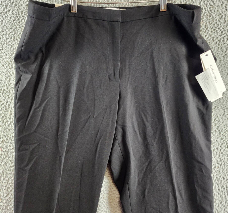 Calvin Klein Highline Ankle Length Pants Women's 16 Black Solid Zip/Hook & Bar
