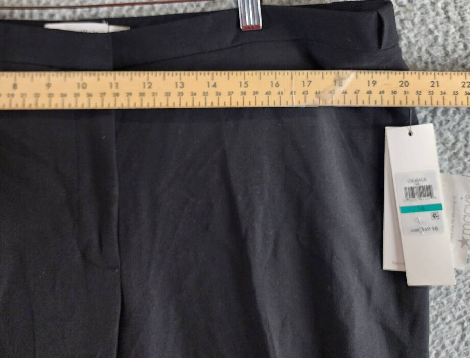 Calvin Klein Highline Ankle Length Pants Women's 16 Black Solid Zip/Hook & Bar