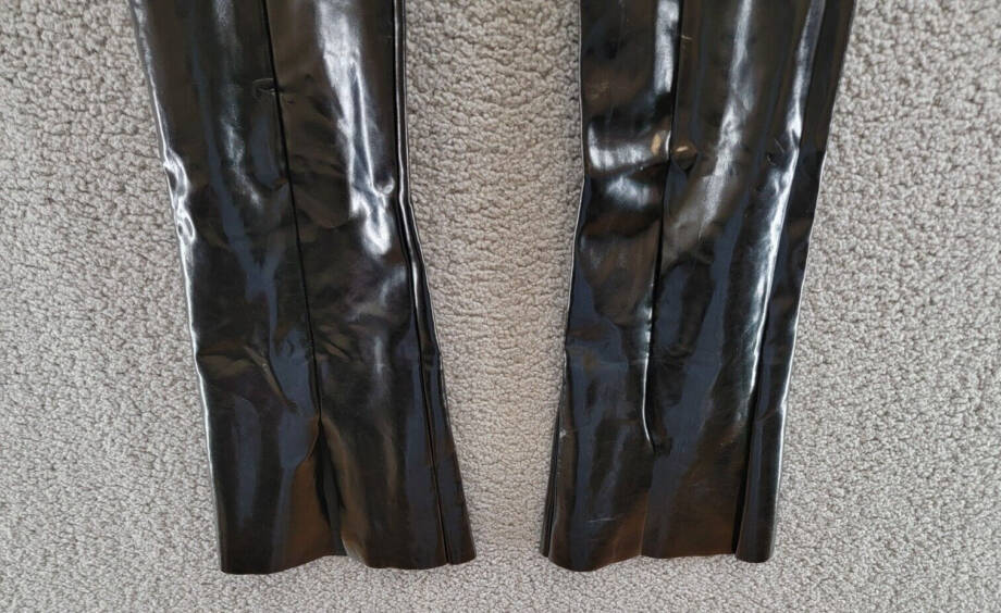 Norma Kamali Faux Leather Slit Hem Leggings Women's S Black Elastic Waist PullOn