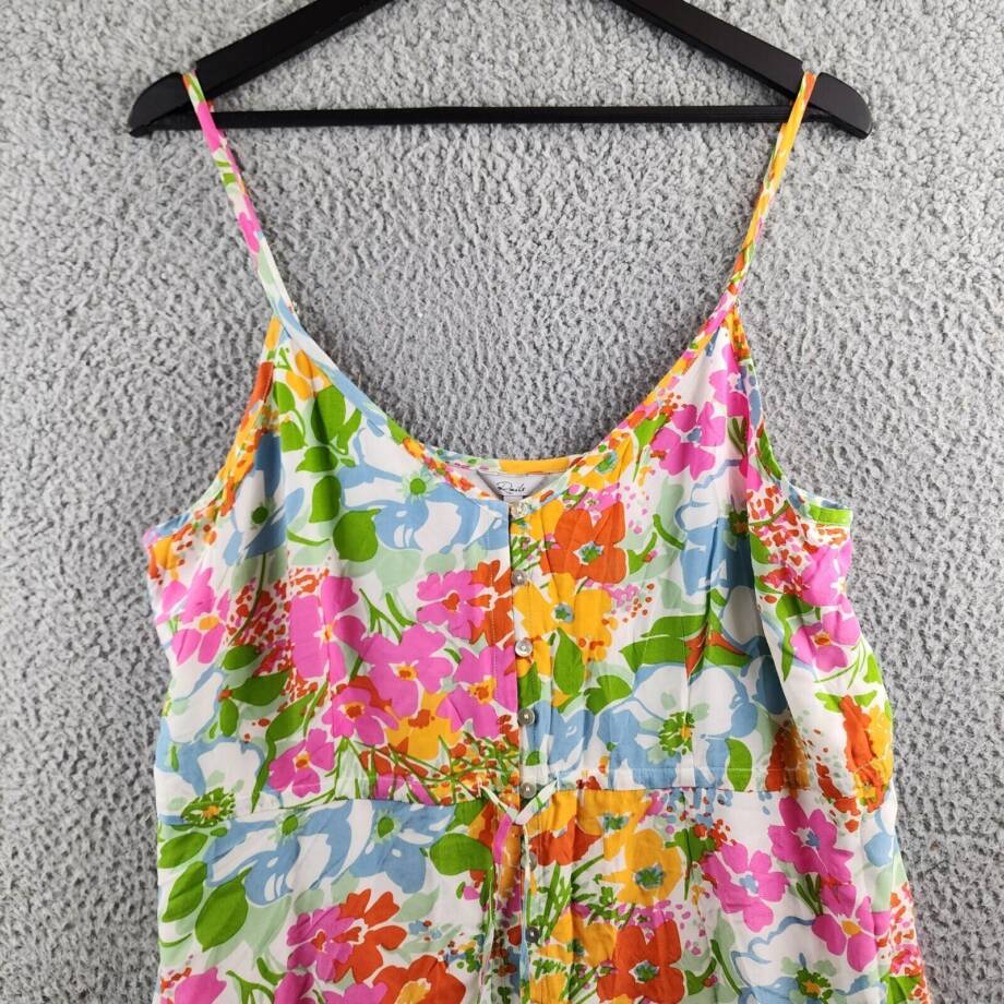 Rails Frida Drawstring Mid-Calf MIDI Floral Dress Women's XL Multi High/Low Hem