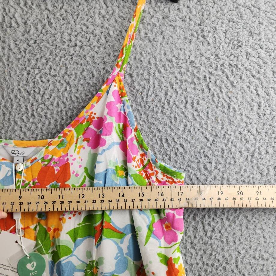 Rails Frida Drawstring Mid-Calf MIDI Floral Dress Women's XL Multi High/Low Hem