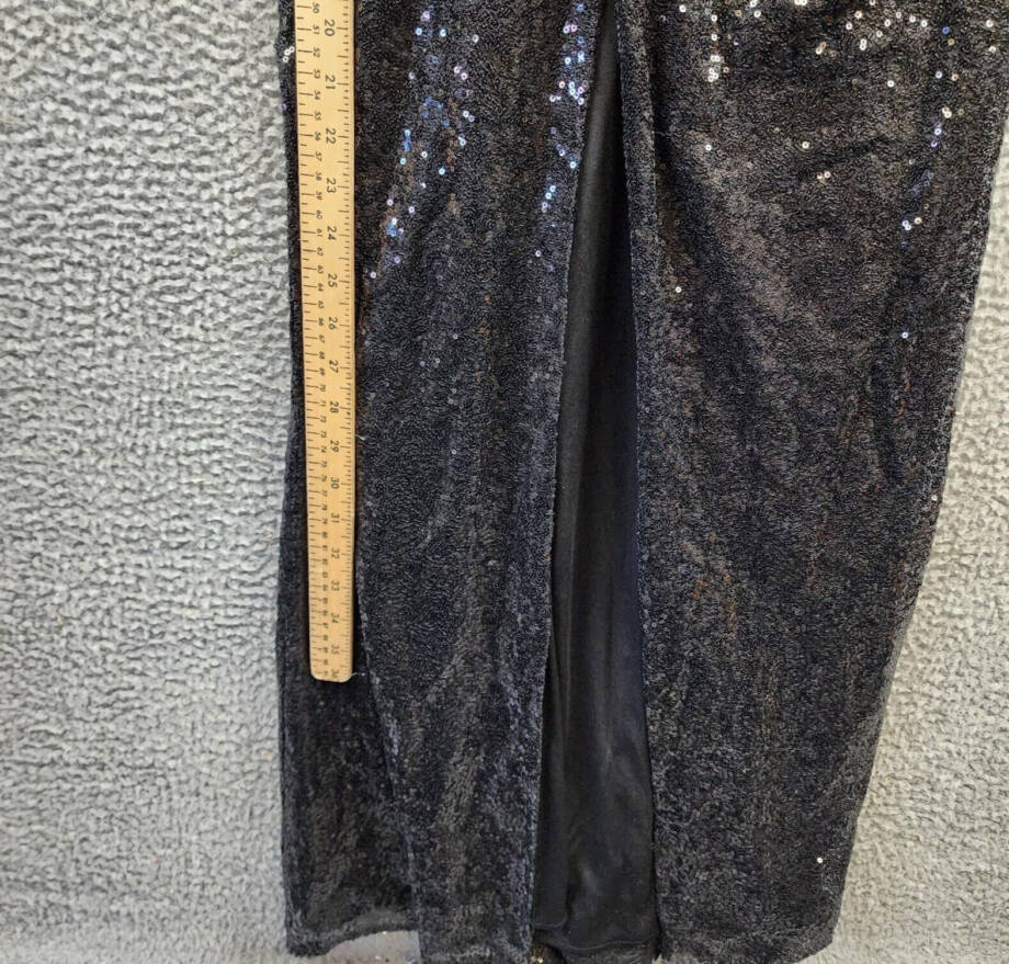 AQUA One Sleeve Sequin Gown Womens 4 Black Round Neck Rosette Detail Zip Closure