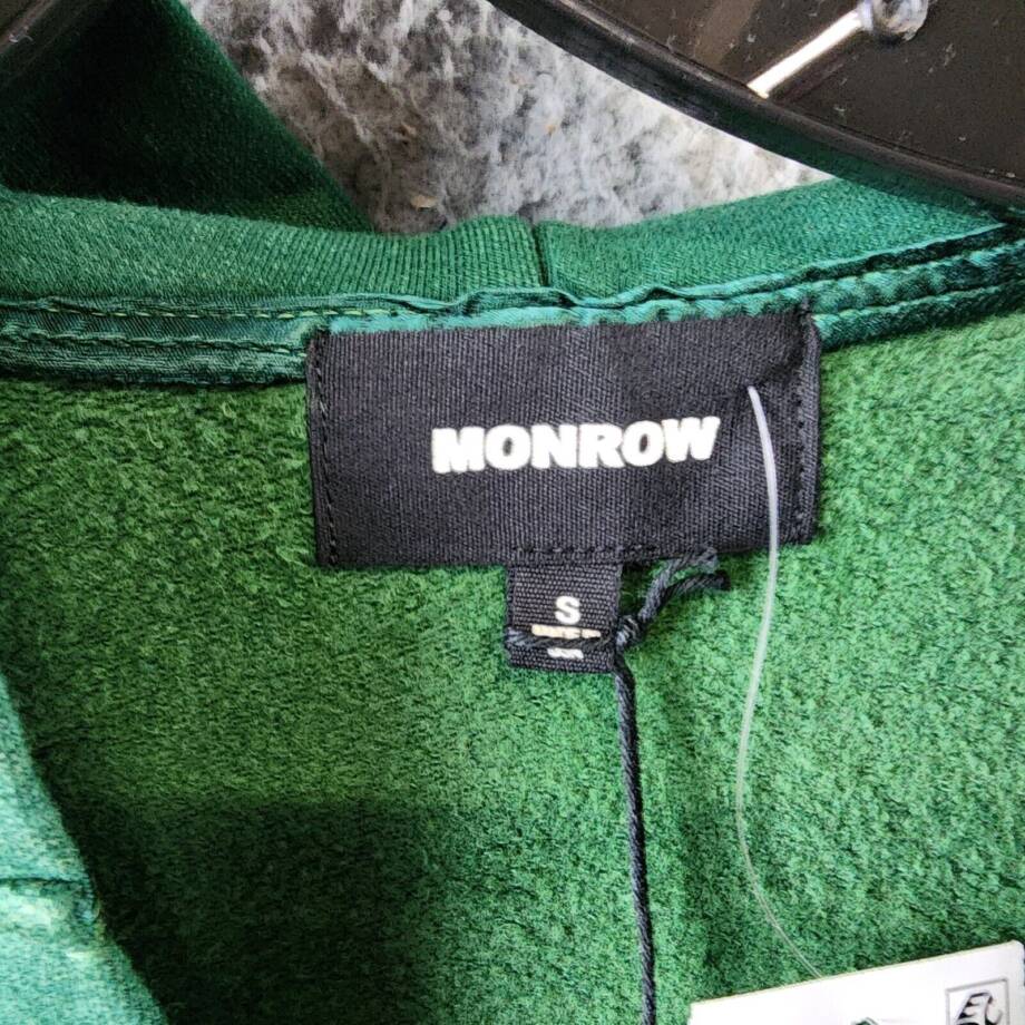 Monrow Super Soft Fleece V Neck Hoodie Women's S Evergreen Pullover Long Sleeves