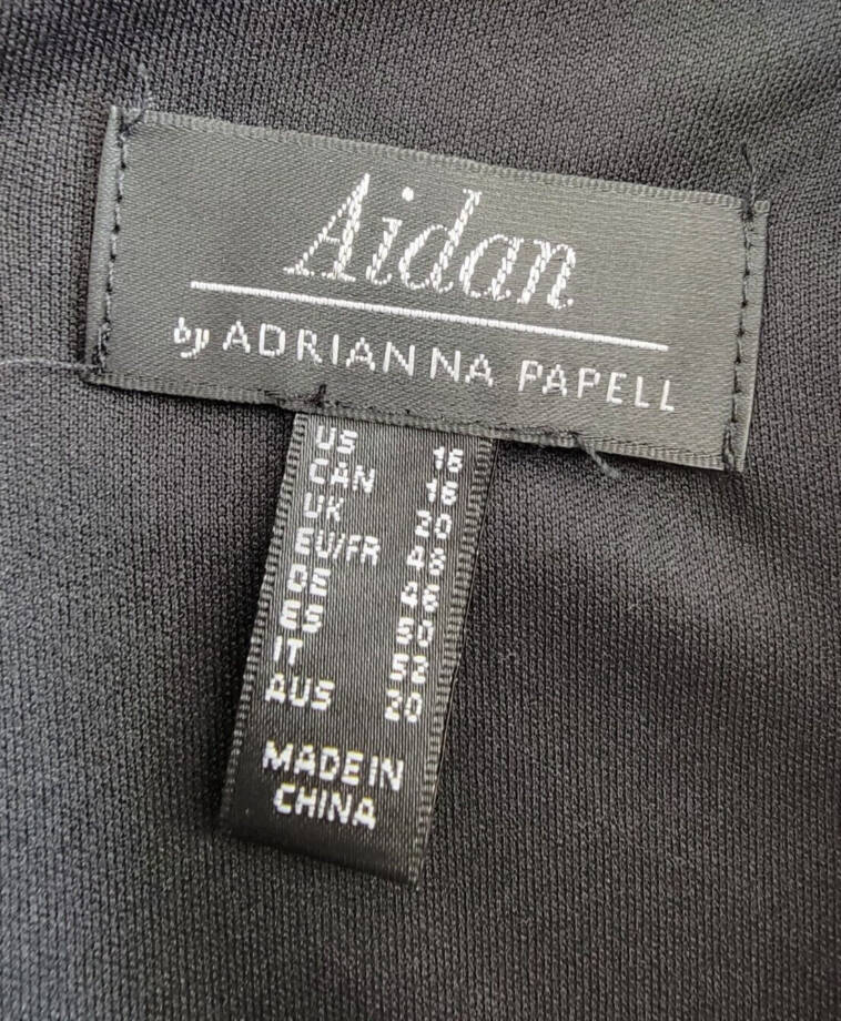 Aidan by Adrianna Papell Lace Trim Knit Crepe Mini Dress Women's 16 Black Lined~