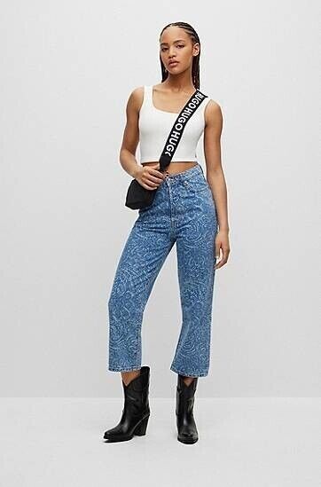 HUGO BOSS Modern-fit Jeans Women's 31/32 Blue Belt Loops Button Zipper Closure~