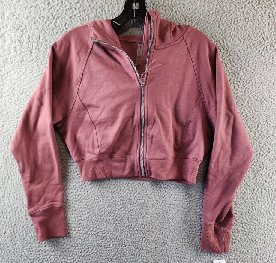 Calvin Klein Zippered Cropped Hoodie Women's S Sedona Long Sleeve Zipper Closure