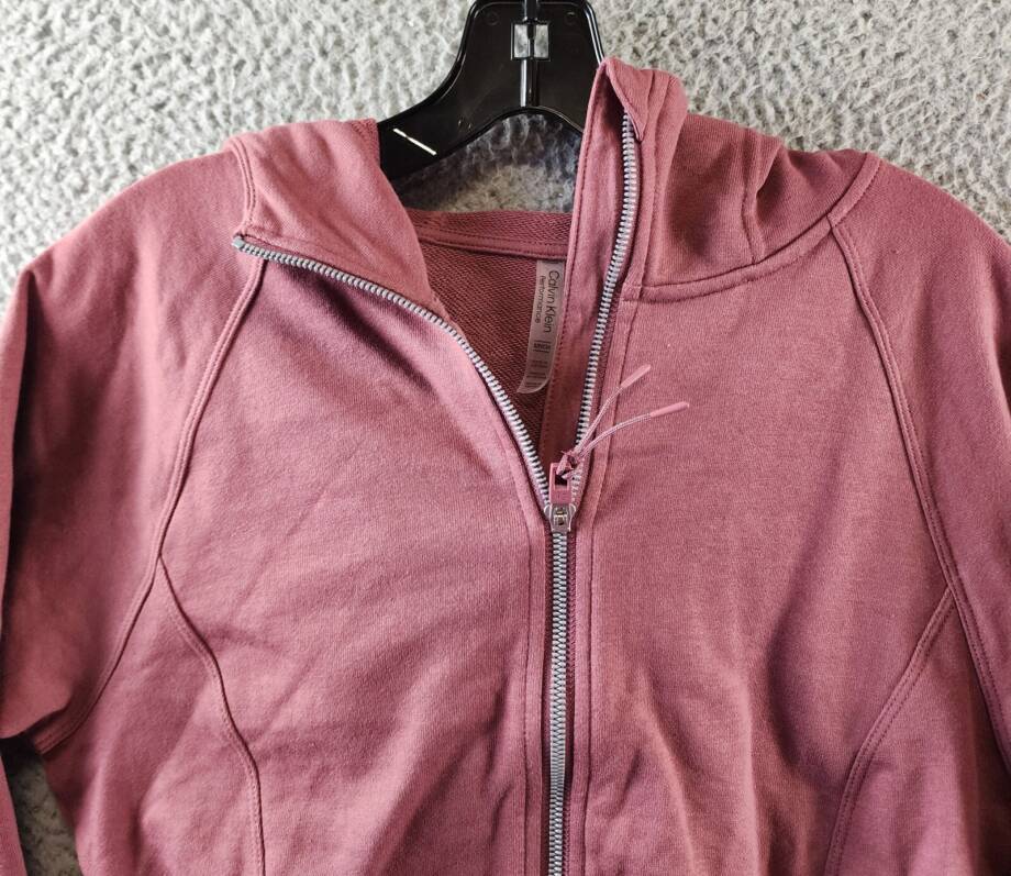 Calvin Klein Zippered Cropped Hoodie Women's S Sedona Long Sleeve Zipper Closure