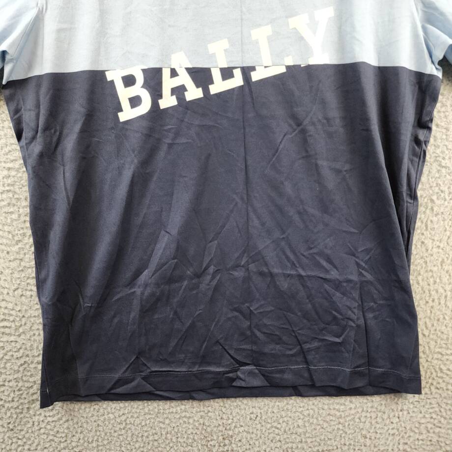 Bally Colorblocked Logo Tee Men's M Poolside/Midnight Crew Neck Short Sleeve
