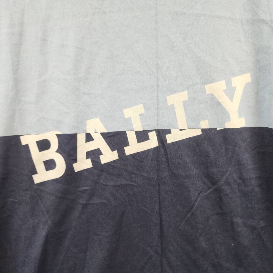 Bally Colorblocked Logo Tee Men's M Poolside/Midnight Crew Neck Short Sleeve