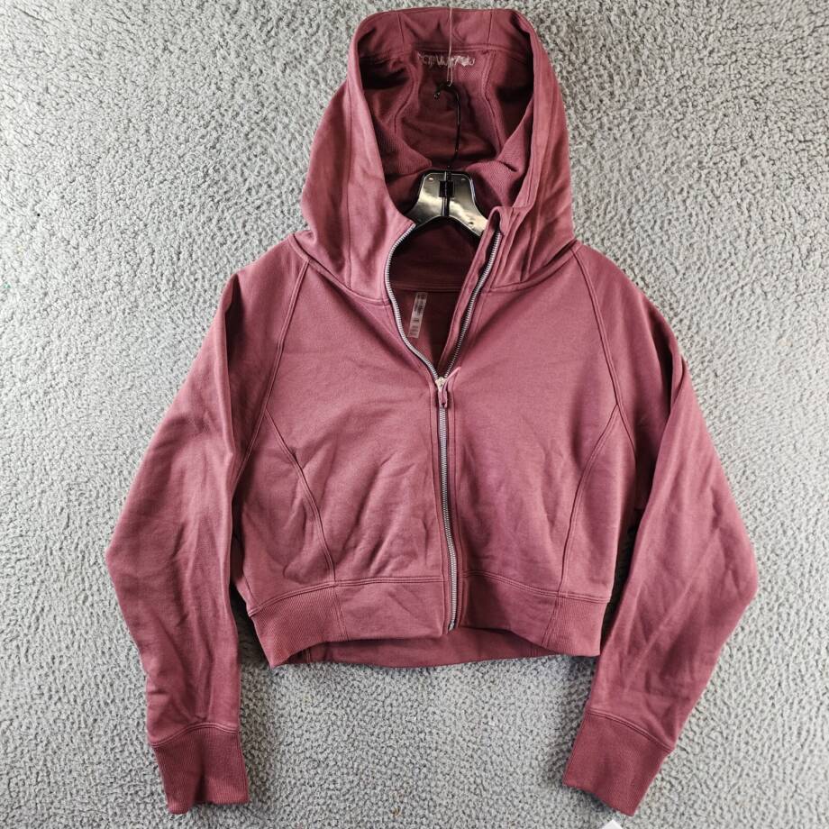 Calvin Klein Zippered Cropped Hoodie Women's L Sedona Ribbed Cuffs And Hem L/S