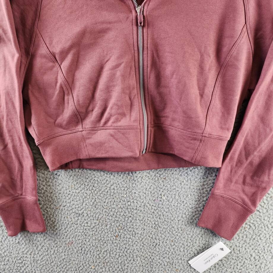 Calvin Klein Zippered Cropped Hoodie Women's L Sedona Ribbed Cuffs And Hem L/S