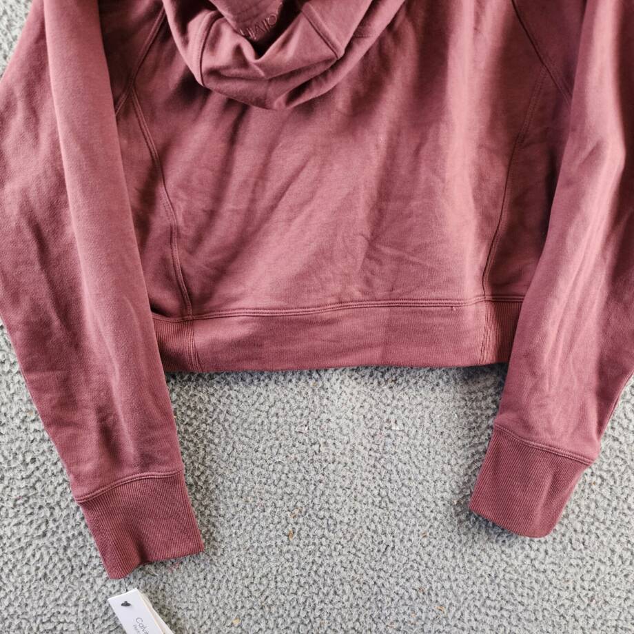 Calvin Klein Zippered Cropped Hoodie Women's L Sedona Ribbed Cuffs And Hem L/S
