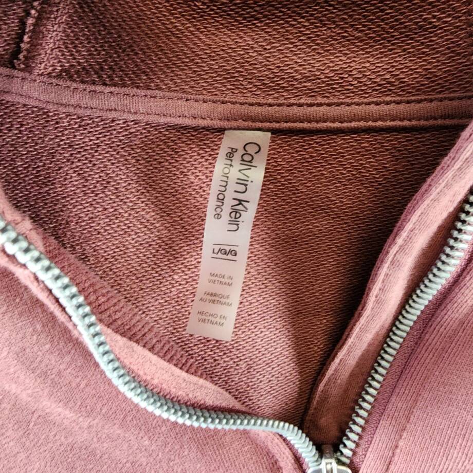 Calvin Klein Zippered Cropped Hoodie Women's L Sedona Ribbed Cuffs And Hem L/S
