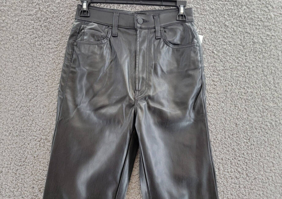 Mother High Rise Rider Faux Leather Jeans Women's 26 Black Zip/Button Closure