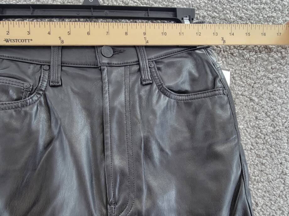 Mother High Rise Rider Faux Leather Jeans Women's 26 Black Zip/Button Closure