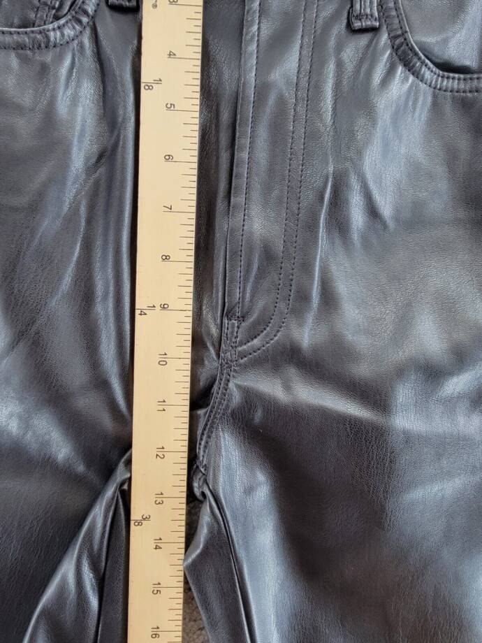 Mother High Rise Rider Faux Leather Jeans Women's 26 Black Zip/Button Closure
