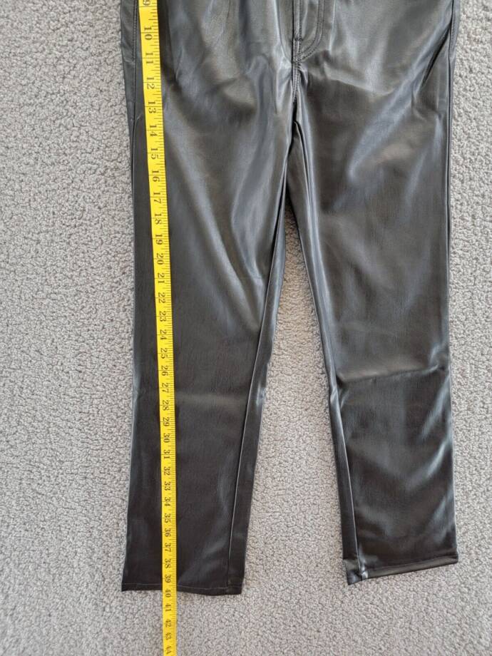 Mother High Rise Rider Faux Leather Jeans Women's 26 Black Zip/Button Closure