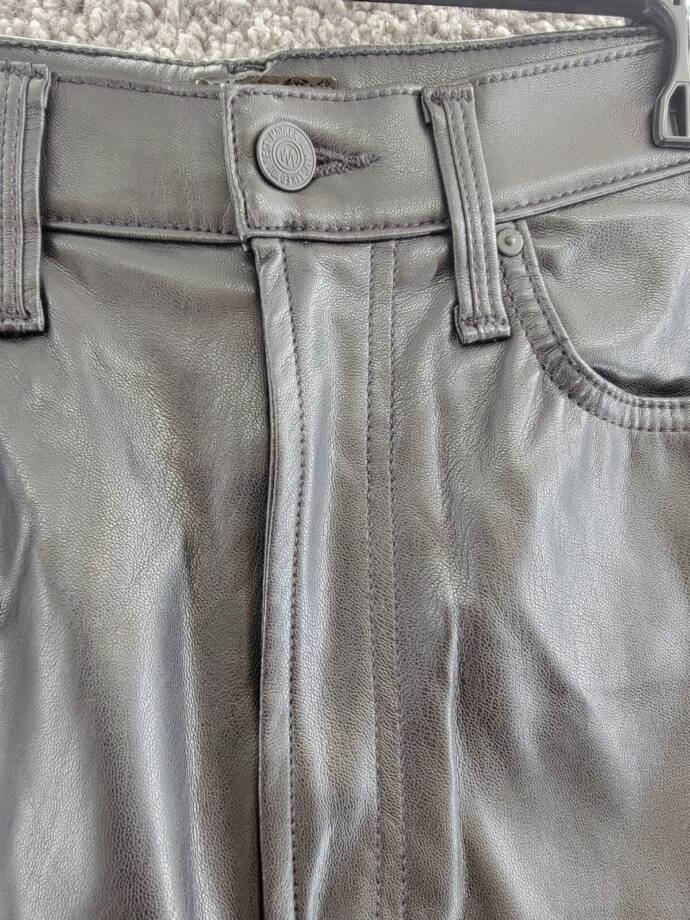 Mother High Rise Rider Faux Leather Jeans Women's 26 Black Zip/Button Closure