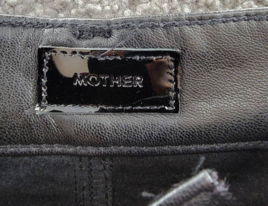 Mother High Rise Rider Faux Leather Jeans Women's 26 Black Zip/Button Closure